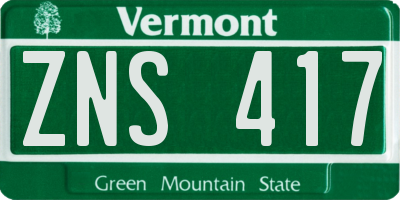 VT license plate ZNS417