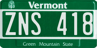 VT license plate ZNS418