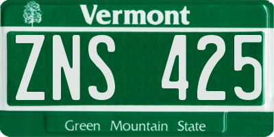 VT license plate ZNS425