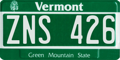 VT license plate ZNS426