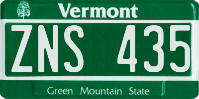 VT license plate ZNS435