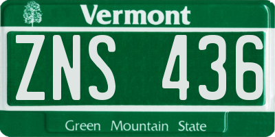 VT license plate ZNS436