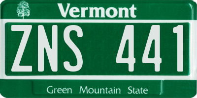 VT license plate ZNS441