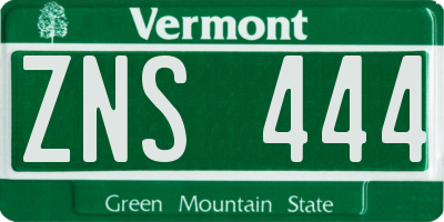 VT license plate ZNS444