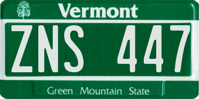 VT license plate ZNS447