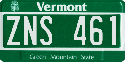 VT license plate ZNS461