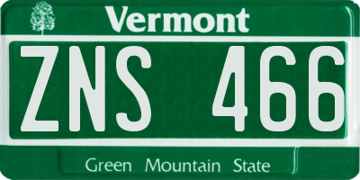 VT license plate ZNS466