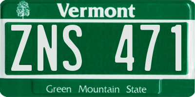 VT license plate ZNS471
