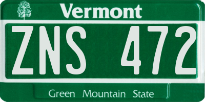 VT license plate ZNS472