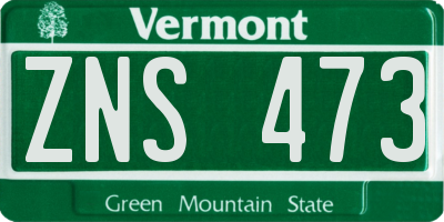 VT license plate ZNS473