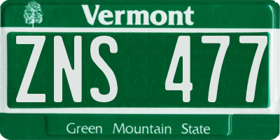 VT license plate ZNS477