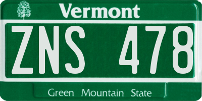VT license plate ZNS478