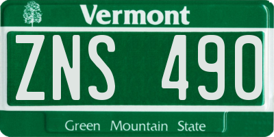 VT license plate ZNS490