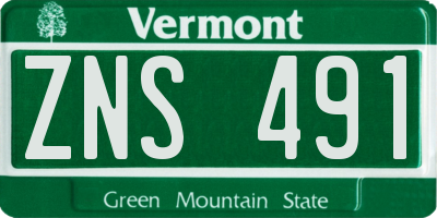 VT license plate ZNS491