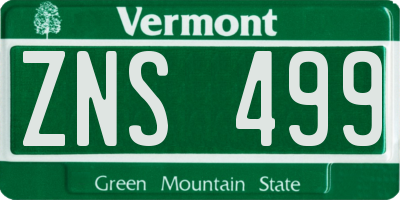VT license plate ZNS499