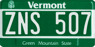VT license plate ZNS507