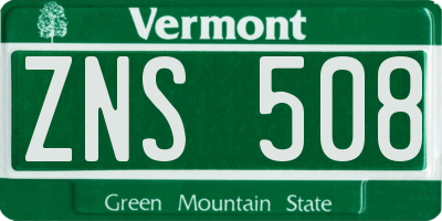 VT license plate ZNS508