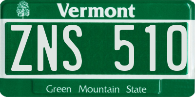 VT license plate ZNS510