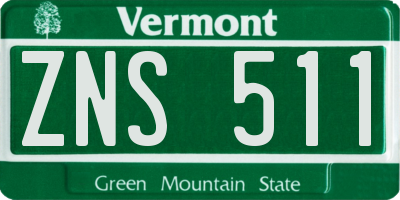 VT license plate ZNS511