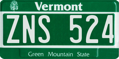 VT license plate ZNS524