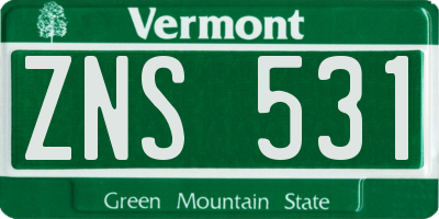 VT license plate ZNS531