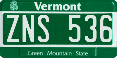 VT license plate ZNS536
