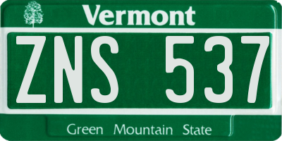 VT license plate ZNS537