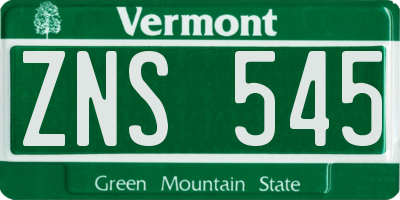 VT license plate ZNS545