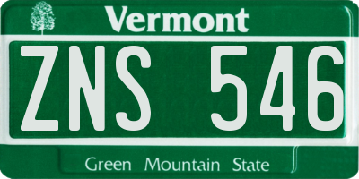 VT license plate ZNS546