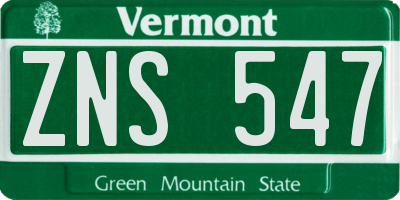 VT license plate ZNS547