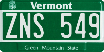 VT license plate ZNS549