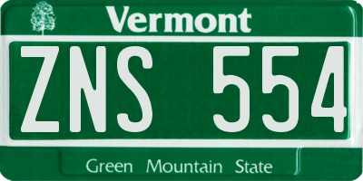 VT license plate ZNS554