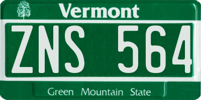 VT license plate ZNS564