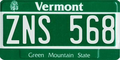 VT license plate ZNS568