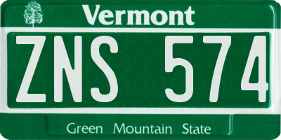 VT license plate ZNS574