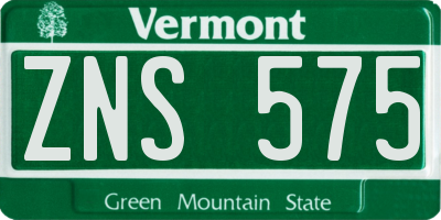 VT license plate ZNS575