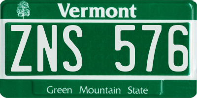 VT license plate ZNS576