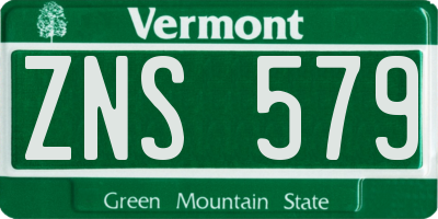 VT license plate ZNS579