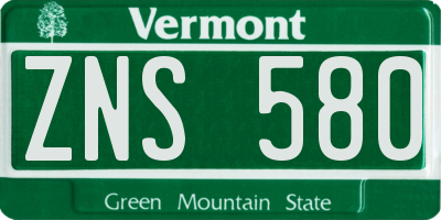 VT license plate ZNS580