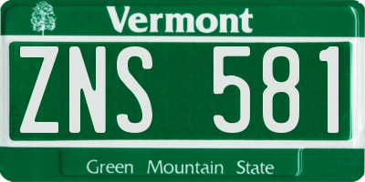 VT license plate ZNS581