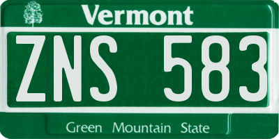 VT license plate ZNS583
