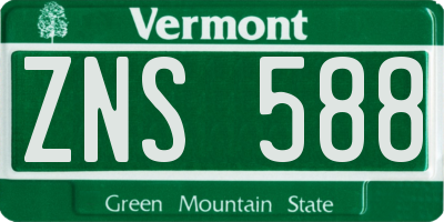 VT license plate ZNS588