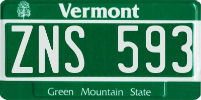 VT license plate ZNS593