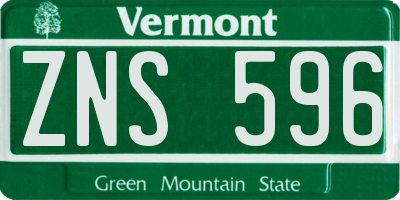 VT license plate ZNS596