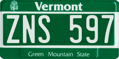 VT license plate ZNS597