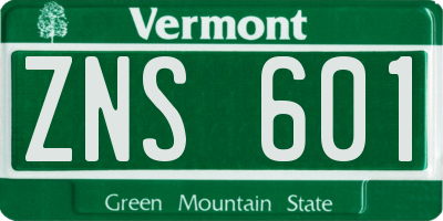 VT license plate ZNS601