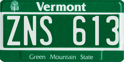 VT license plate ZNS613