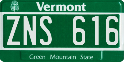 VT license plate ZNS616