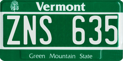 VT license plate ZNS635
