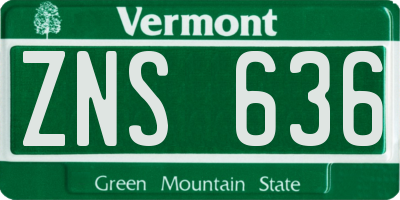 VT license plate ZNS636